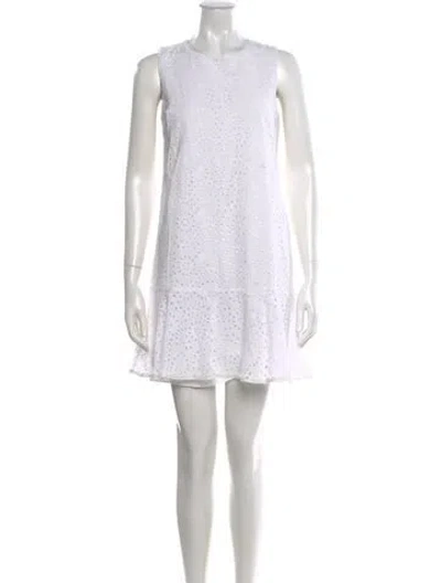 Pre-owned Kobi Halperin Lace Pattern Mini Dress In White