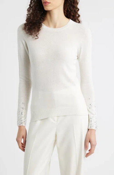 Kobi Halperin Lainey Sequin Cuff Sweater In White