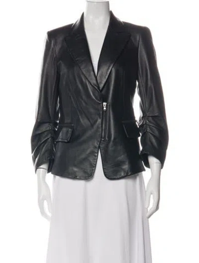 Pre-owned Kobi Halperin Lamb Leather Blazer In Black