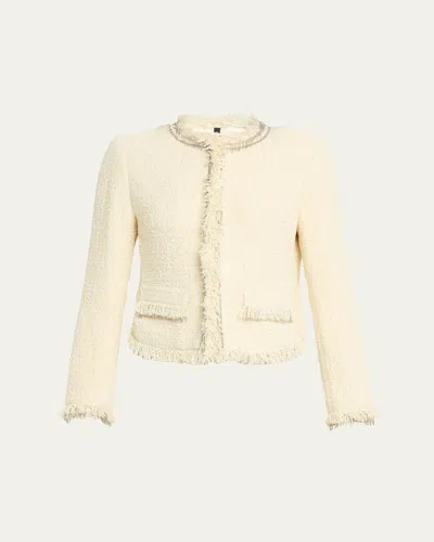 Kobi Halperin Lando Fringe-trim Boucle Jacket In White