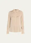 Kobi Halperin Larissa Split-cuff Button-down Blouse In Antique