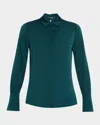 Kobi Halperin Larissa Split-cuff Button-down Blouse In Blue