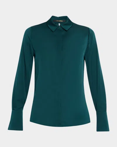 Kobi Halperin Larissa Split-cuff Button-down Blouse In Blue