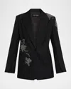 Kobi Halperin Lariz Single-button Crystal Applique Jacket In Black