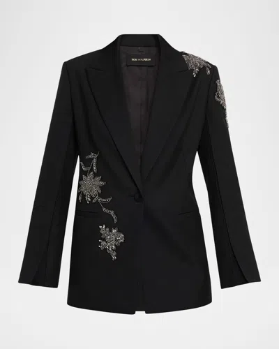 KOBI HALPERIN LARIZ SINGLE-BUTTON CRYSTAL APPLIQUE JACKET