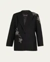 Kobi Halperin Lariz Single-button Crystal Applique Jacket In Black