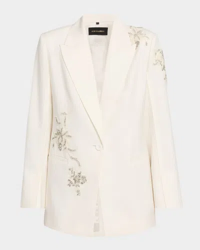 Kobi Halperin Lariz Single-button Crystal Applique Jacket In White