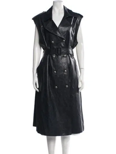Pre-owned Kobi Halperin Leather Trench Coat In Black/blue