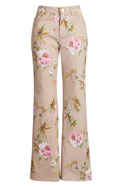 Kobi Halperin Leigh Floral Stretch Cotton Twill Pants In Brown