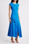 Kobi Halperin Leilani Asymmetric Ruffle Maxi Dress In Blue