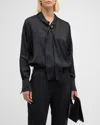 Kobi Halperin Leni Tie-neck Button-down Blouse In Ivory