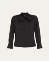 Kobi Halperin Leni Tie-neck Button-down Blouse In Black