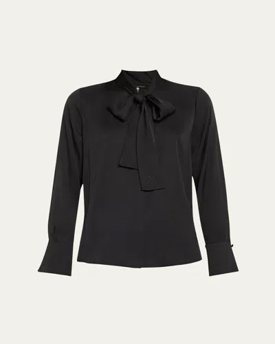 Kobi Halperin Leni Tie-neck Button-down Blouse In Black