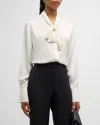 Kobi Halperin Leni Tie-neck Button-down Blouse In Ivory