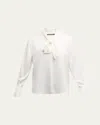Kobi Halperin Leni Tie-neck Button-down Blouse In Ivory