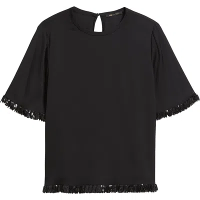 Kobi Halperin Leo Sequin Stretch Silk Top In Black