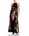 Kobi Halperin Leona Placed Floral Pleated Maxi Dress In Black