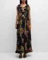 Kobi Halperin Lesley Floral-print Ruffle Maxi Dress In Black Multi