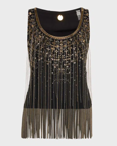Kobi Halperin Lilit Chain Fringe Sleeveless Blouse In Black