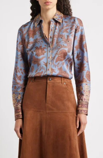 Kobi Halperin 'lilly' Print Sleeve Silk Peasant Blouse In Multi