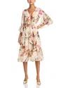 Kobi Halperin Limone Metallic Floral Tiered Silk Blend Midi Dress In Ecru Multi