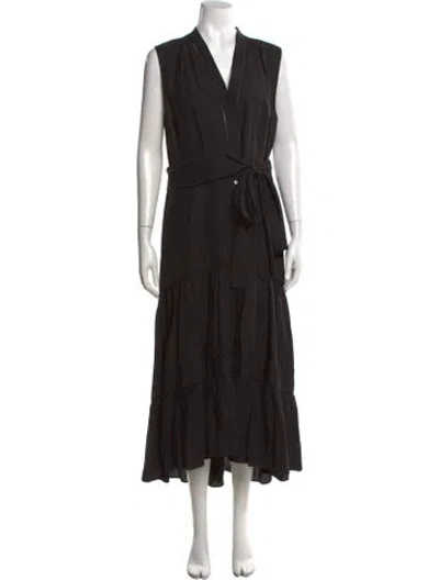 Pre-owned Kobi Halperin Linen Long Dress In Black