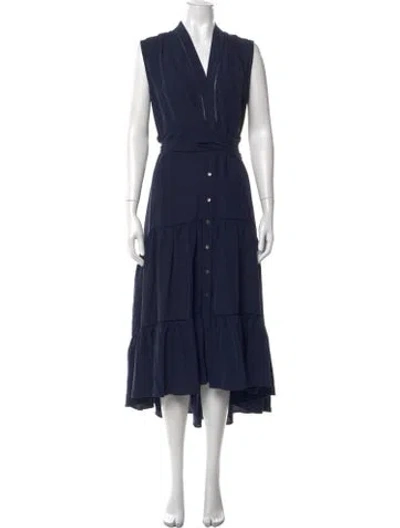 Pre-owned Kobi Halperin Linen Long Dress In Blue