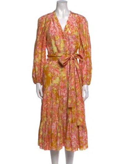 Pre-owned Kobi Halperin Linen Long Dress In Pink