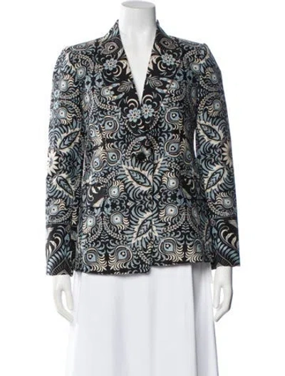 Pre-owned Kobi Halperin Linen Paisley Print Blazer In Black