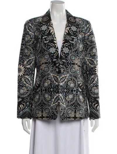 Pre-owned Kobi Halperin Linen Paisley Print Blazer In Black