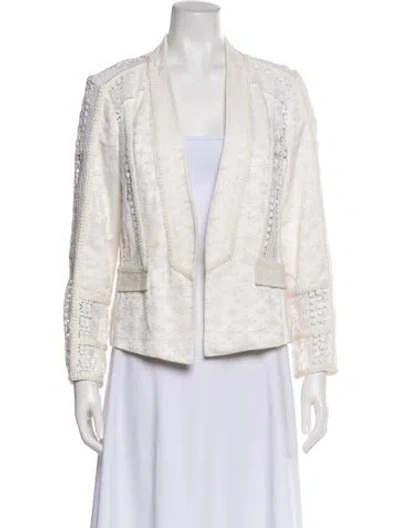 Pre-owned Kobi Halperin Linen Printed Blazer In White