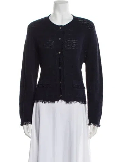 Pre-owned Kobi Halperin Linen Scoop Neck Sweater In Blue