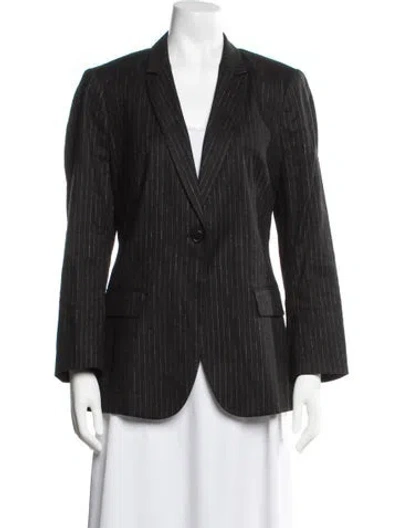 Pre-owned Kobi Halperin Linen Striped Blazer In Black
