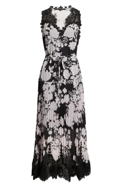 Kobi Halperin Liora Floral Lace Detail Pleated Dress In Multi
