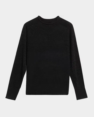 Kobi Halperin Lisa Funnel-neck Shimmer Knit Sweater In Black