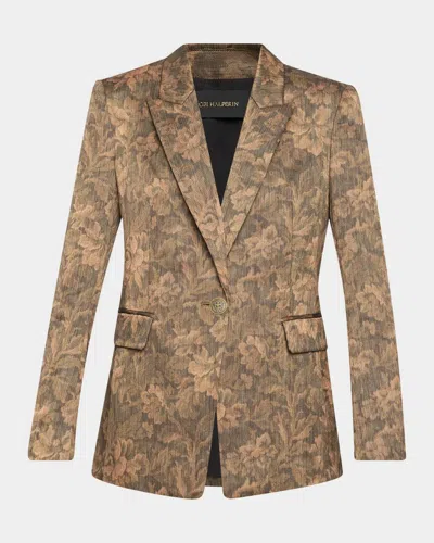 Kobi Halperin Lisa Single-button Floral Jacket In Brown