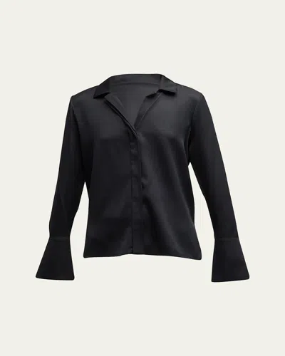 Kobi Halperin Liv Split-cuff Stretch Silk Blouse In Black