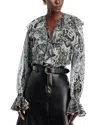 Kobi Halperin Locke Paisley Ruffle Semisheer Chiffon Top In Multi
