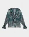 Kobi Halperin Locke Ruffle Tie-neck Blouse In Multi