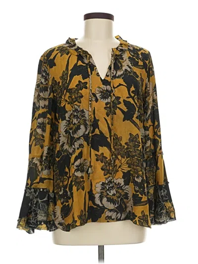 Pre-owned Kobi Halperin Long Sleeve Blouse In Gold