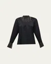 Kobi Halperin Long-sleeve Blouse With Chain Neck Detail In Black