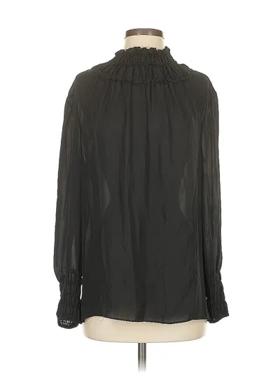 Pre-owned Kobi Halperin Long Sleeve Silk Top Black High Neck Tops