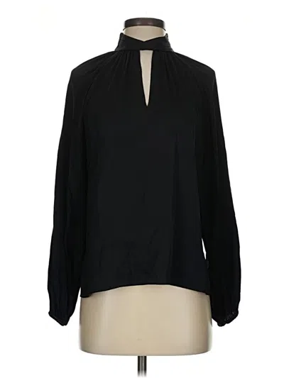 Pre-owned Kobi Halperin Long Sleeve Silk Top Black High Neck Tops