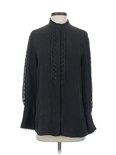 Pre-owned Kobi Halperin Long Sleeve Silk Top Black Mock Neckline Tops
