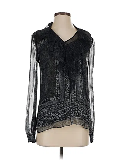 Pre-owned Kobi Halperin Long Sleeve Silk Top Black V-neck Tops