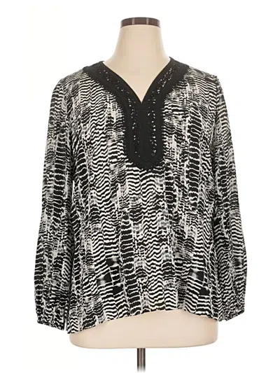 Pre-owned Kobi Halperin Long Sleeve Silk Top Black V-neck Tops