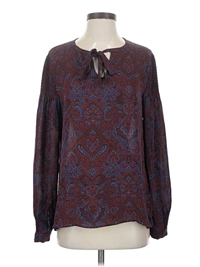 Pre-owned Kobi Halperin Long Sleeve Silk Top Blue Tie Neck Tops
