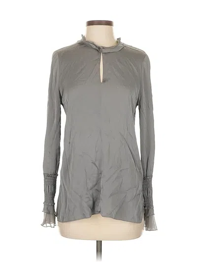 Pre-owned Kobi Halperin Long Sleeve Silk Top Gray Keyhole Neckline Tops