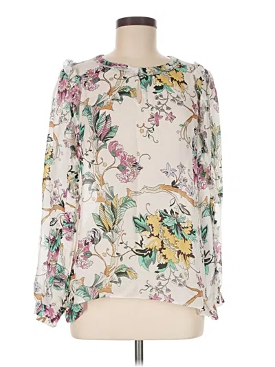 Pre-owned Kobi Halperin Long Sleeve Silk Top Ivory Boatneck Tops