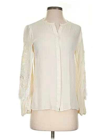 Pre-owned Kobi Halperin Long Sleeve Silk Top Ivory Mock Neckline Tops